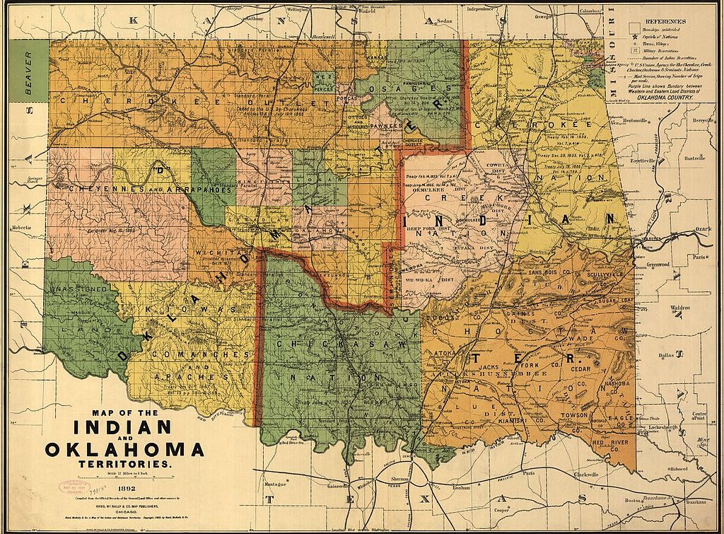 Map of the Indian and Oklahoma Territories in 1891